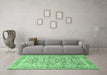 Machine Washable Persian Emerald Green Traditional Area Rugs in a Living Room,, wshtr2552emgrn