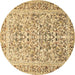 Round Persian Brown Traditional Rug, tr2552brn