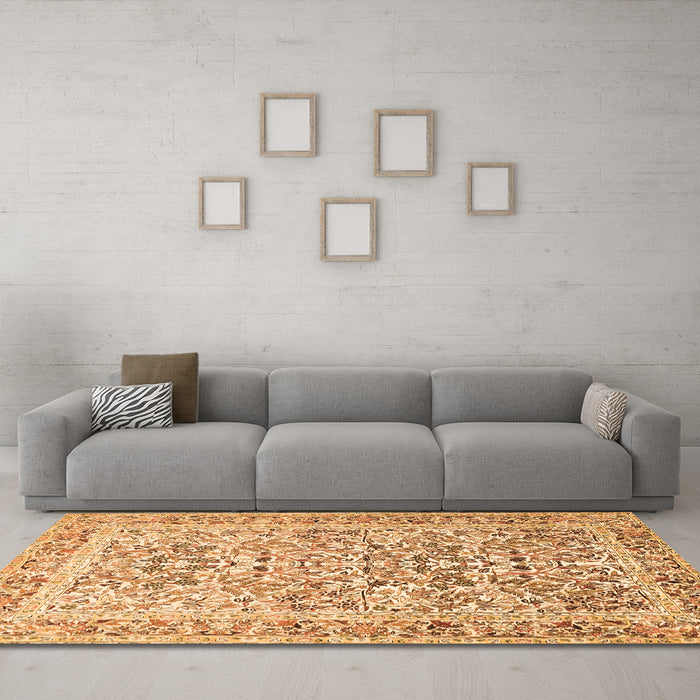 Machine Washable Persian Orange Traditional Area Rugs in a Living Room, wshtr2552org