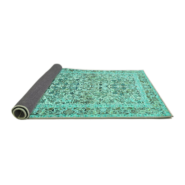 Sideview of Persian Turquoise Traditional Rug, tr2552turq