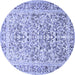 Round Machine Washable Persian Blue Traditional Rug, wshtr2552blu