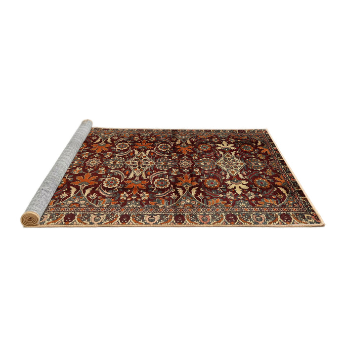 Sideview of Machine Washable Traditional Saffron Red Rug, wshtr2553