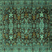 Square Machine Washable Persian Turquoise Traditional Area Rugs, wshtr2553turq