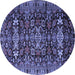 Round Machine Washable Persian Blue Traditional Rug, wshtr2553blu