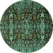 Round Persian Turquoise Traditional Rug, tr2553turq