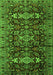 Serging Thickness of Machine Washable Persian Green Traditional Area Rugs, wshtr2553grn