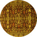 Round Persian Yellow Traditional Rug, tr2553yw