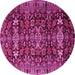 Round Machine Washable Persian Pink Traditional Rug, wshtr2553pnk