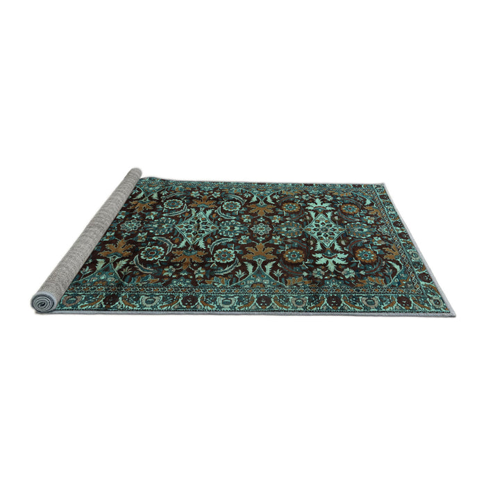 Sideview of Machine Washable Persian Light Blue Traditional Rug, wshtr2553lblu