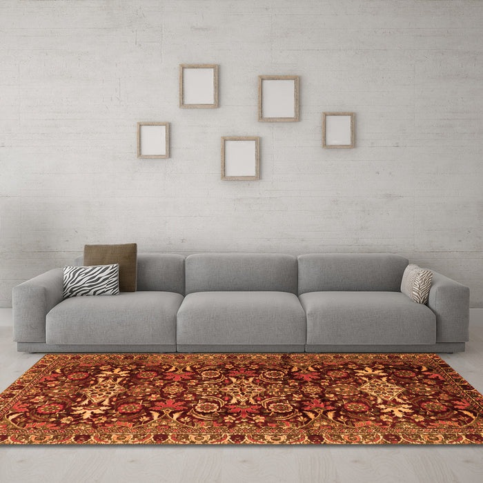 Machine Washable Persian Orange Traditional Area Rugs in a Living Room, wshtr2553org