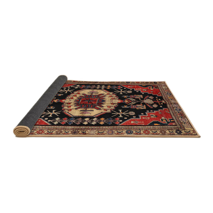 Sideview of Traditional Orange Brown Medallion Rug, tr2554
