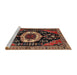 Sideview of Machine Washable Traditional Orange Brown Rug, wshtr2554