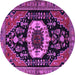 Round Medallion Purple Traditional Rug, tr2554pur