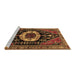 Sideview of Machine Washable Medallion Brown Traditional Rug, wshtr2554brn