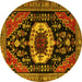 Round Medallion Yellow Traditional Rug, tr2554yw