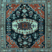 Square Medallion Light Blue Traditional Rug, tr2554lblu