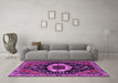 Machine Washable Medallion Purple Traditional Area Rugs in a Living Room, wshtr2554pur