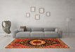 Machine Washable Medallion Orange Traditional Area Rugs in a Living Room, wshtr2554org