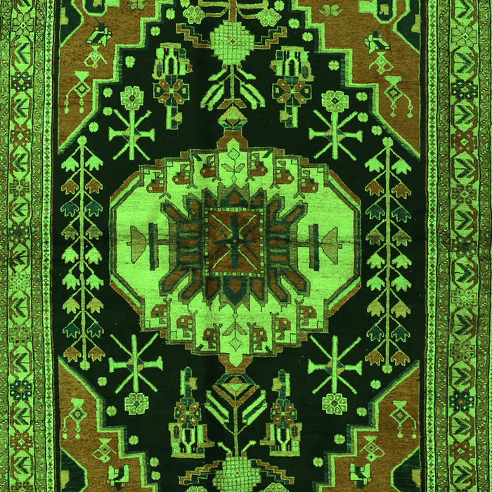 Serging Thickness of Machine Washable Medallion Green Traditional Area Rugs, wshtr2554grn