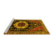 Sideview of Machine Washable Medallion Yellow Traditional Rug, wshtr2554yw