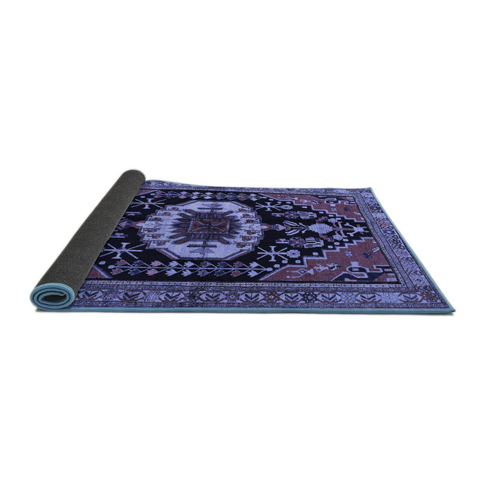 Sideview of Medallion Blue Traditional Rug, tr2554blu