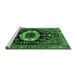 Sideview of Machine Washable Medallion Emerald Green Traditional Area Rugs, wshtr2554emgrn