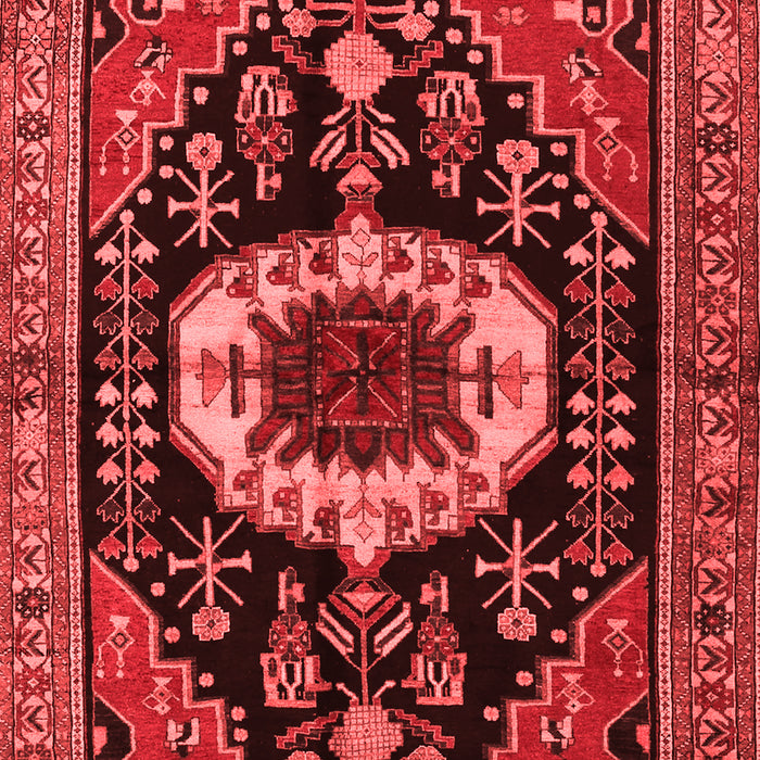 Machine Washable Medallion Red Traditional Rug, wshtr2554red