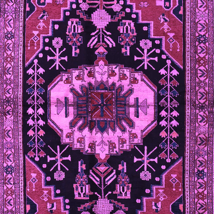Machine Washable Medallion Purple Traditional Area Rugs, wshtr2554pur