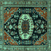 Square Machine Washable Medallion Turquoise Traditional Area Rugs, wshtr2554turq