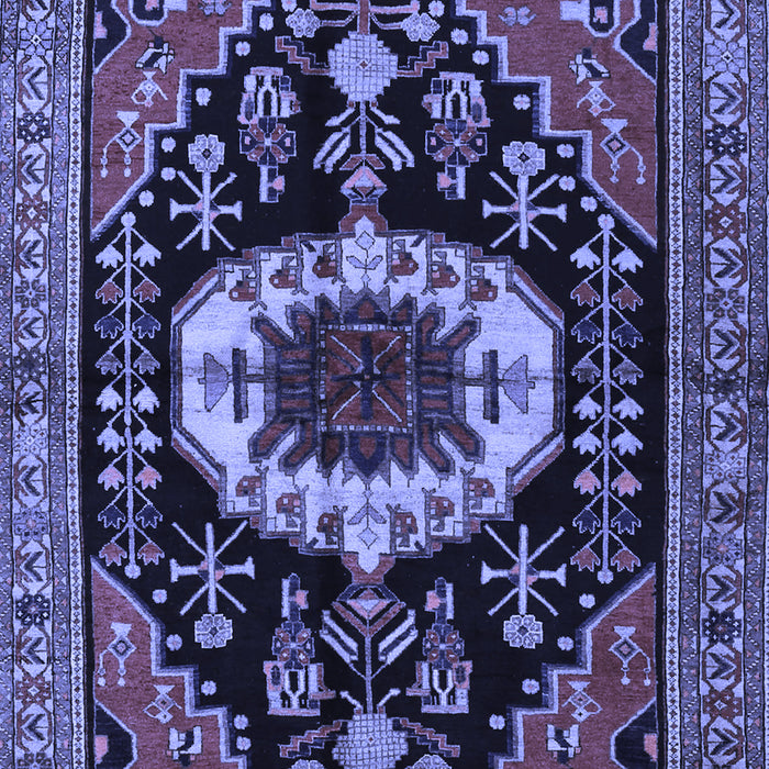 Machine Washable Medallion Blue Traditional Rug, wshtr2554blu