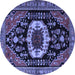 Round Medallion Blue Traditional Rug, tr2554blu