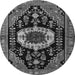 Machine Washable Medallion Gray Traditional Rug, wshtr2554gry