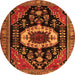 Square Medallion Orange Traditional Rug, tr2554org