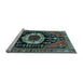 Sideview of Machine Washable Medallion Light Blue Traditional Rug, wshtr2554lblu