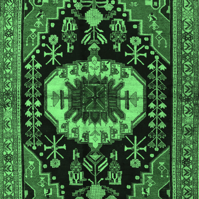 Machine Washable Medallion Emerald Green Traditional Area Rugs, wshtr2554emgrn