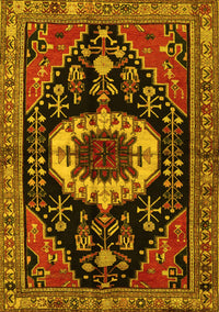 Medallion Yellow Traditional Rug, tr2554yw