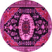 Round Medallion Pink Traditional Rug, tr2554pnk