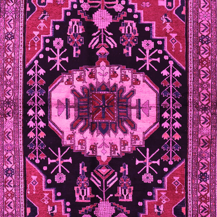 Machine Washable Medallion Pink Traditional Rug, wshtr2554pnk