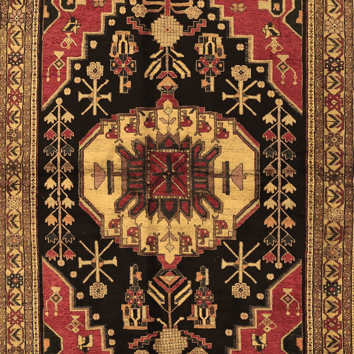 Machine Washable Medallion Brown Traditional Rug, wshtr2554brn