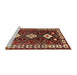 Sideview of Machine Washable Traditional Orange Brown Rug, wshtr2555