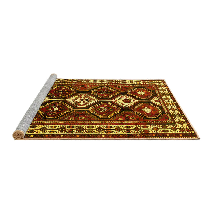 Sideview of Machine Washable Persian Yellow Traditional Rug, wshtr2555yw