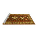 Sideview of Machine Washable Persian Yellow Traditional Rug, wshtr2555yw