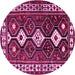 Round Machine Washable Persian Pink Traditional Rug, wshtr2555pnk