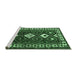 Sideview of Machine Washable Persian Emerald Green Traditional Area Rugs, wshtr2555emgrn