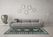 Machine Washable Persian Light Blue Traditional Rug in a Living Room, wshtr2555lblu