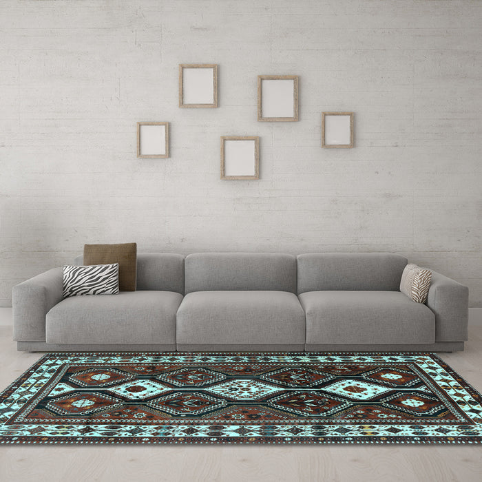 Machine Washable Persian Light Blue Traditional Rug in a Living Room, wshtr2555lblu