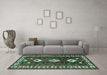 Machine Washable Persian Turquoise Traditional Area Rugs in a Living Room,, wshtr2555turq