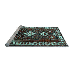 Sideview of Machine Washable Persian Light Blue Traditional Rug, wshtr2555lblu