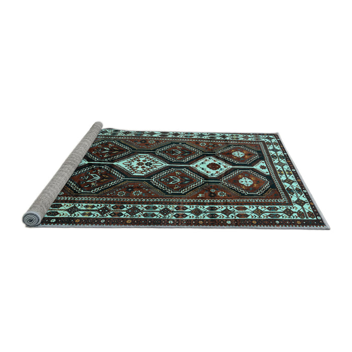Sideview of Machine Washable Persian Light Blue Traditional Rug, wshtr2555lblu