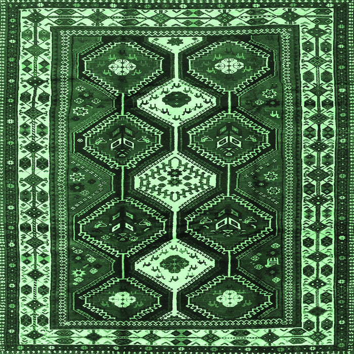Square Persian Emerald Green Traditional Rug, tr2555emgrn